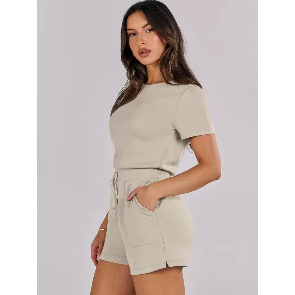 imageANRABESS Womens Summer Crewneck Casual Loose Short Sleeve One Piece Rompers Jumpsuit Outfits with PocketsLight Khaki