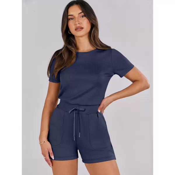 imageANRABESS Womens Summer Crewneck Casual Loose Short Sleeve One Piece Rompers Jumpsuit Outfits with PocketsNavy Blue