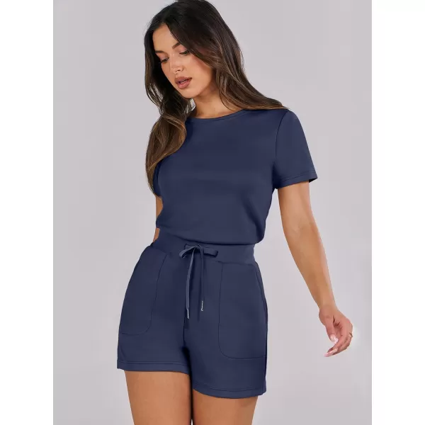 imageANRABESS Womens Summer Crewneck Casual Loose Short Sleeve One Piece Rompers Jumpsuit Outfits with PocketsNavy Blue