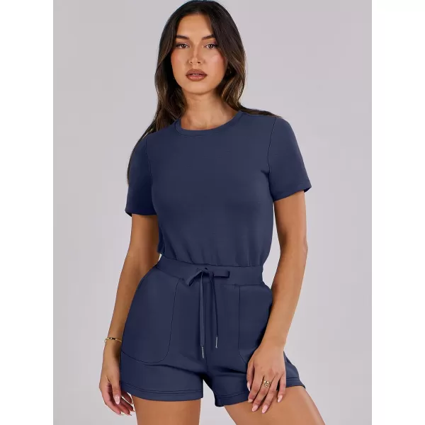 imageANRABESS Womens Summer Crewneck Casual Loose Short Sleeve One Piece Rompers Jumpsuit Outfits with PocketsNavy Blue