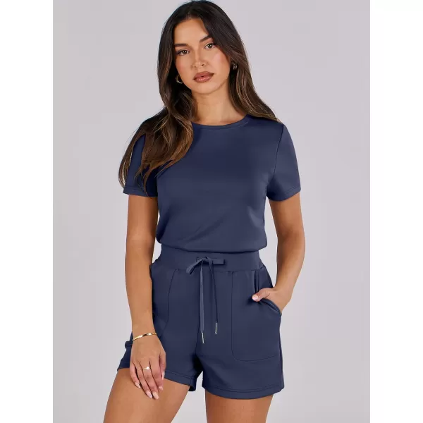 imageANRABESS Womens Summer Crewneck Casual Loose Short Sleeve One Piece Rompers Jumpsuit Outfits with PocketsNavy Blue