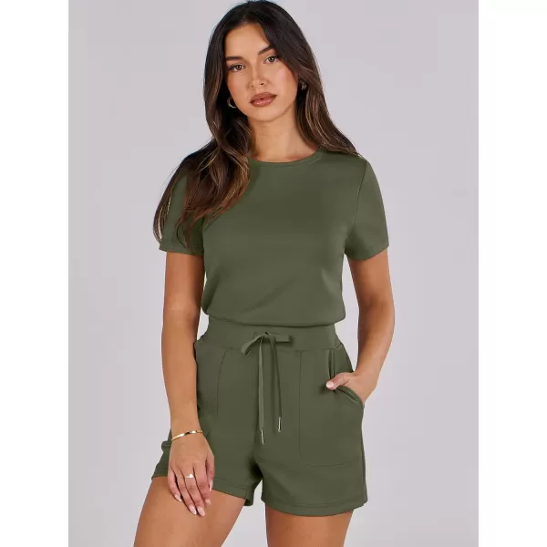 imageANRABESS Womens Summer Crewneck Casual Loose Short Sleeve One Piece Rompers Jumpsuit Outfits with PocketsOlive