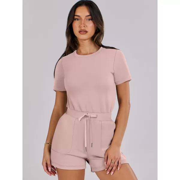 imageANRABESS Womens Summer Crewneck Casual Loose Short Sleeve One Piece Rompers Jumpsuit Outfits with PocketsPink