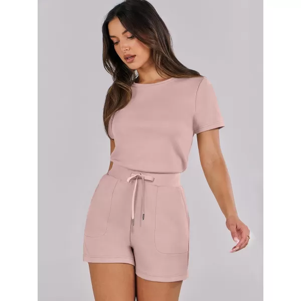 imageANRABESS Womens Summer Crewneck Casual Loose Short Sleeve One Piece Rompers Jumpsuit Outfits with PocketsPink