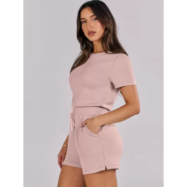 imageANRABESS Womens Summer Crewneck Casual Loose Short Sleeve One Piece Rompers Jumpsuit Outfits with PocketsPink