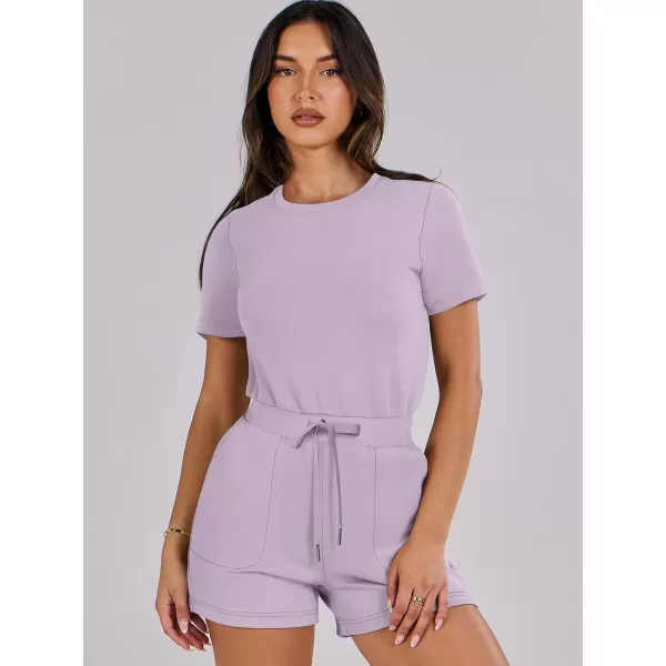 imageANRABESS Womens Summer Crewneck Casual Loose Short Sleeve One Piece Rompers Jumpsuit Outfits with PocketsPurple