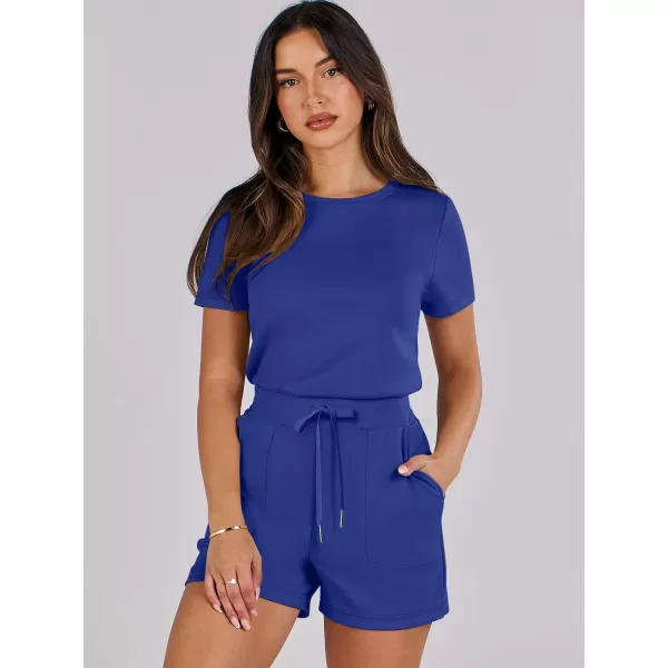 imageANRABESS Womens Summer Crewneck Casual Loose Short Sleeve One Piece Rompers Jumpsuit Outfits with PocketsRoyal Blue