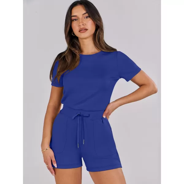imageANRABESS Womens Summer Crewneck Casual Loose Short Sleeve One Piece Rompers Jumpsuit Outfits with PocketsRoyal Blue