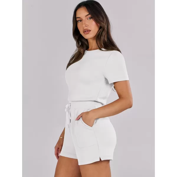 imageANRABESS Womens Summer Crewneck Casual Loose Short Sleeve One Piece Rompers Jumpsuit Outfits with PocketsWhite