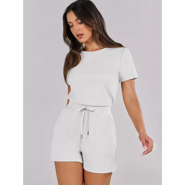 imageANRABESS Womens Summer Crewneck Casual Loose Short Sleeve One Piece Rompers Jumpsuit Outfits with PocketsWhite