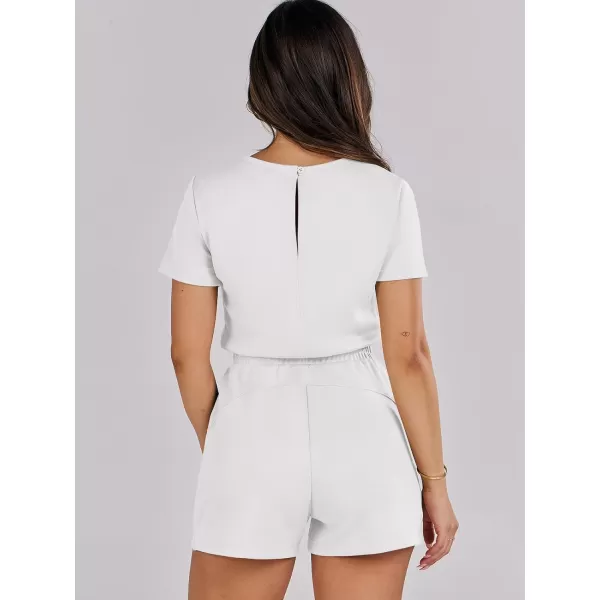 imageANRABESS Womens Summer Crewneck Casual Loose Short Sleeve One Piece Rompers Jumpsuit Outfits with PocketsWhite