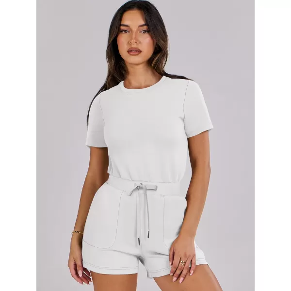 imageANRABESS Womens Summer Crewneck Casual Loose Short Sleeve One Piece Rompers Jumpsuit Outfits with PocketsWhite