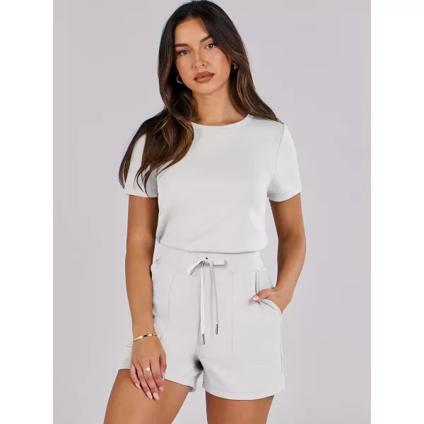 imageANRABESS Womens Summer Crewneck Casual Loose Short Sleeve One Piece Rompers Jumpsuit Outfits with PocketsWhite