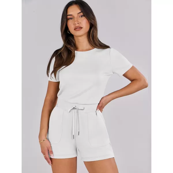 imageANRABESS Womens Summer Crewneck Casual Loose Short Sleeve One Piece Rompers Jumpsuit Outfits with PocketsWhite