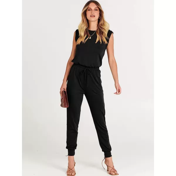 imageANRABESS Womens Summer Crewneck Sleeveless Casual Loose Stretchy Jumpsuits Rompers with PocketsBlack