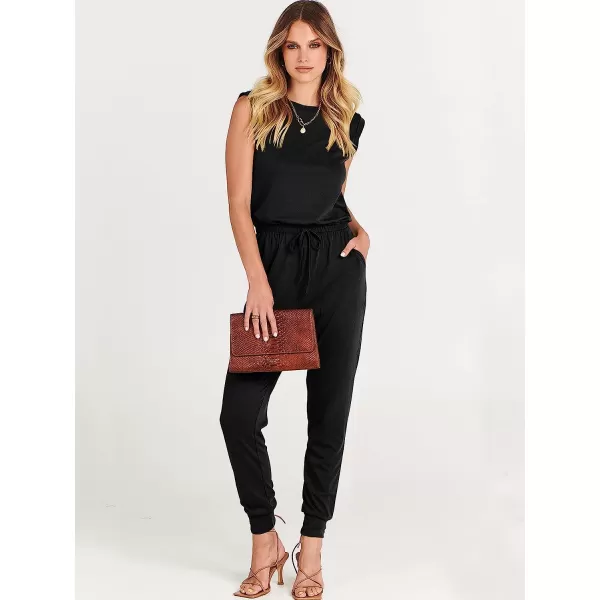 imageANRABESS Womens Summer Crewneck Sleeveless Casual Loose Stretchy Jumpsuits Rompers with PocketsBlack