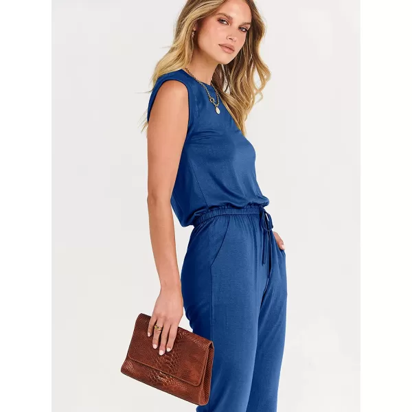 imageANRABESS Womens Summer Crewneck Sleeveless Casual Loose Stretchy Jumpsuits Rompers with PocketsBlue