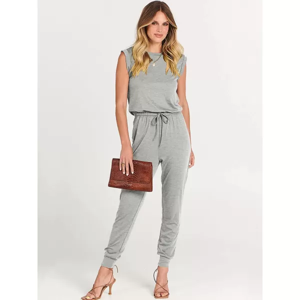 imageANRABESS Womens Summer Crewneck Sleeveless Casual Loose Stretchy Jumpsuits Rompers with PocketsGray
