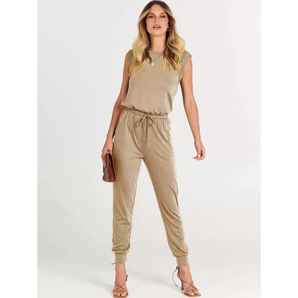 imageANRABESS Womens Summer Crewneck Sleeveless Casual Loose Stretchy Jumpsuits Rompers with PocketsKhaki