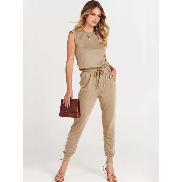 imageANRABESS Womens Summer Crewneck Sleeveless Casual Loose Stretchy Jumpsuits Rompers with PocketsKhaki