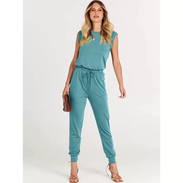 imageANRABESS Womens Summer Crewneck Sleeveless Casual Loose Stretchy Jumpsuits Rompers with PocketsLake