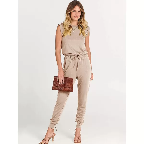 imageANRABESS Womens Summer Crewneck Sleeveless Casual Loose Stretchy Jumpsuits Rompers with PocketsPink