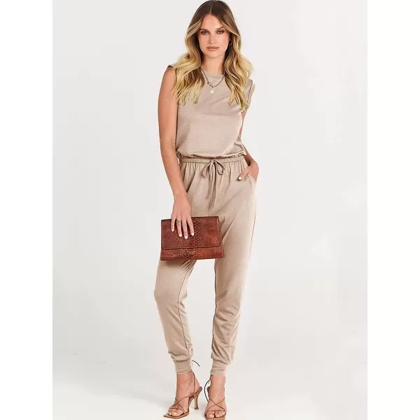 imageANRABESS Womens Summer Crewneck Sleeveless Casual Loose Stretchy Jumpsuits Rompers with PocketsPink