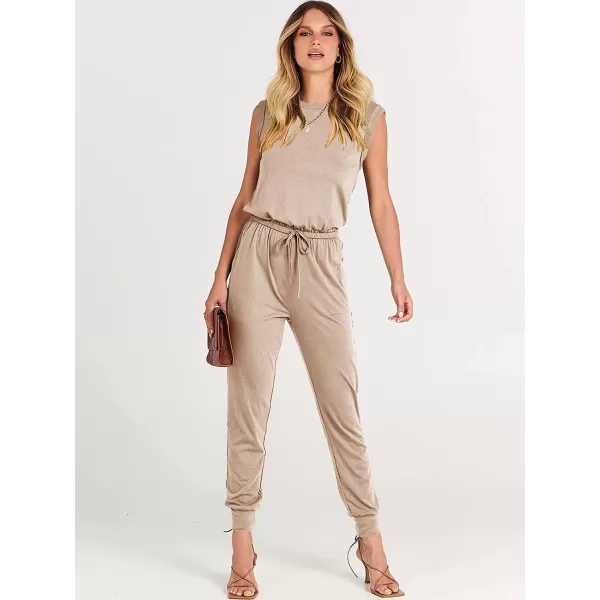 imageANRABESS Womens Summer Crewneck Sleeveless Casual Loose Stretchy Jumpsuits Rompers with PocketsPink