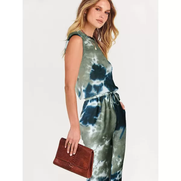 imageANRABESS Womens Summer Crewneck Sleeveless Casual Loose Stretchy Jumpsuits Rompers with PocketsTie Dye Armygreen