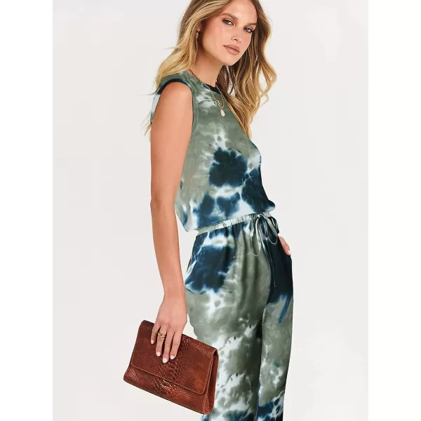 imageANRABESS Womens Summer Crewneck Sleeveless Casual Loose Stretchy Jumpsuits Rompers with PocketsTie Dye Armygreen
