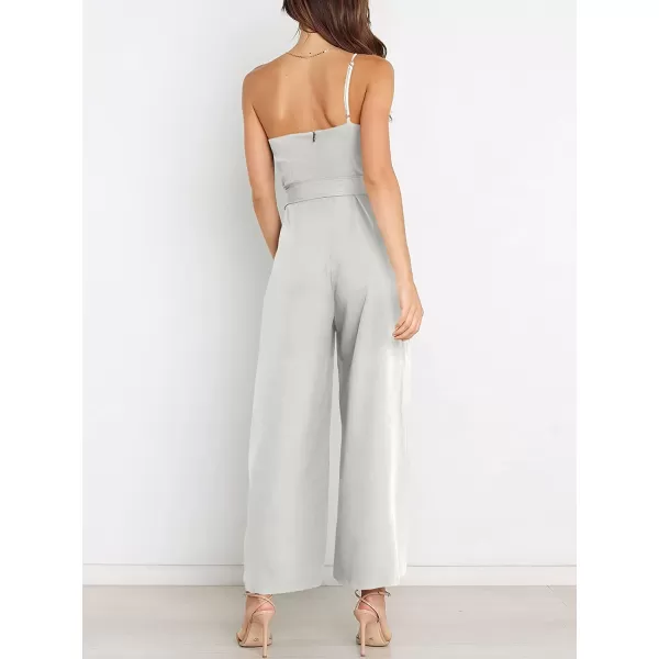 imageANRABESS Womens Summer Dressy One Shoulder Sleeveless Tie Waist Backless Casual Wide Leg Jumpsuit Rompers PocketsGray