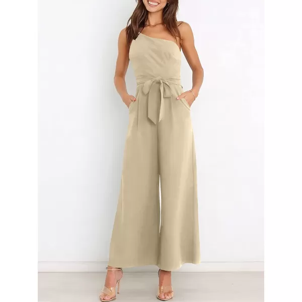 imageANRABESS Womens Summer Dressy One Shoulder Sleeveless Tie Waist Backless Casual Wide Leg Jumpsuit Rompers PocketsYellow