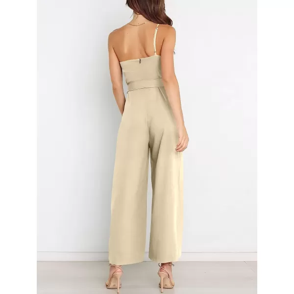 imageANRABESS Womens Summer Dressy One Shoulder Sleeveless Tie Waist Backless Casual Wide Leg Jumpsuit Rompers PocketsYellow