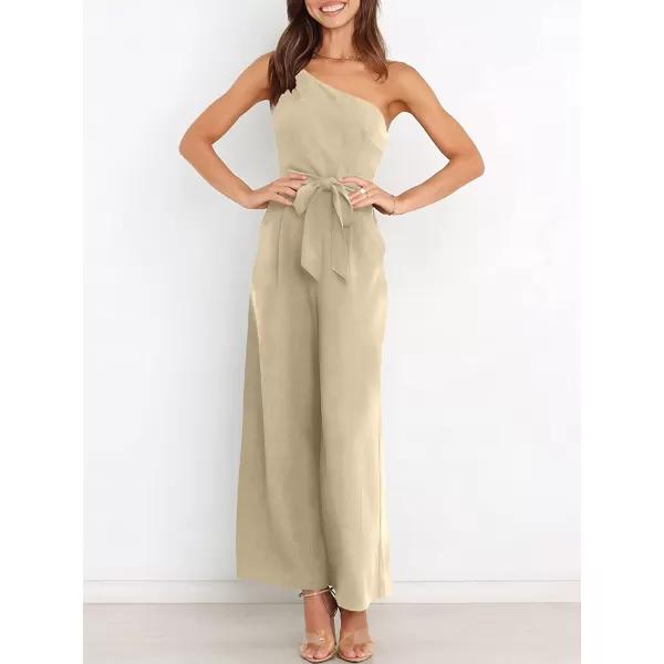 imageANRABESS Womens Summer Dressy One Shoulder Sleeveless Tie Waist Backless Casual Wide Leg Jumpsuit Rompers PocketsYellow