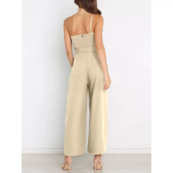 imageANRABESS Womens Summer Dressy One Shoulder Sleeveless Tie Waist Backless Casual Wide Leg Jumpsuit Rompers PocketsYellow