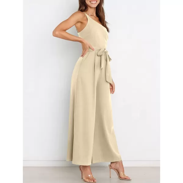 imageANRABESS Womens Summer Dressy One Shoulder Sleeveless Tie Waist Backless Casual Wide Leg Jumpsuit Rompers PocketsYellow