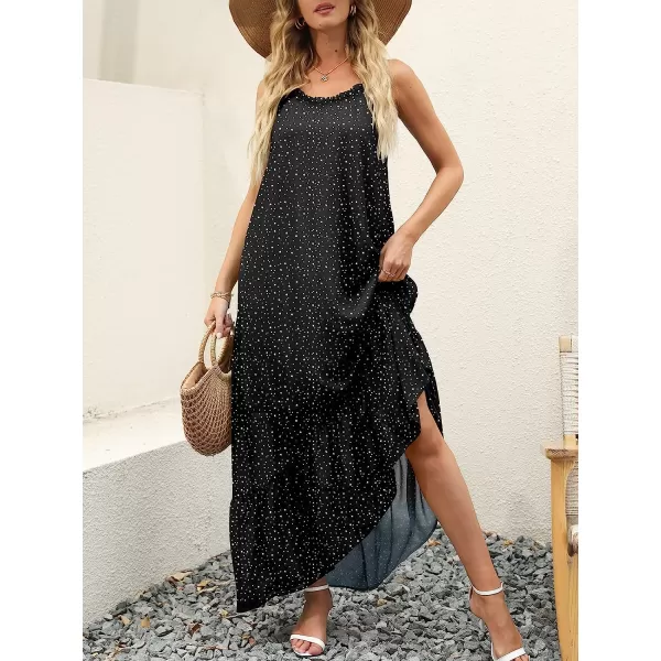 imageANRABESS Womens Summer High Low Ruffle Maxi Dress Spaghetti Strap Print Flowy Beach Long DressDot Star