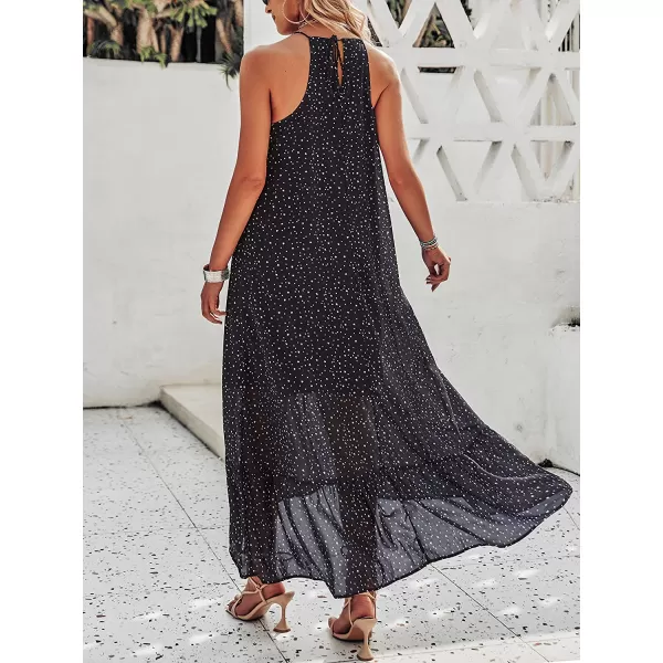imageANRABESS Womens Summer High Low Ruffle Maxi Dress Spaghetti Strap Print Flowy Beach Long DressDot Star