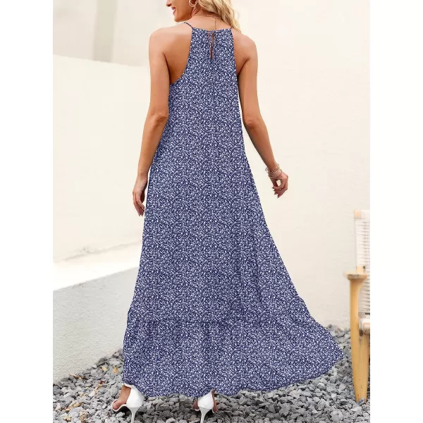 imageANRABESS Womens Summer High Low Ruffle Maxi Dress Spaghetti Strap Print Flowy Beach Long DressPrint Blue
