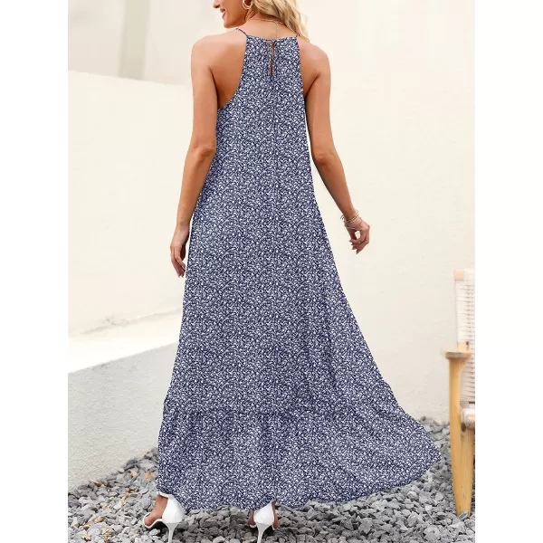 imageANRABESS Womens Summer High Low Ruffle Maxi Dress Spaghetti Strap Print Flowy Beach Long DressPrint Blue