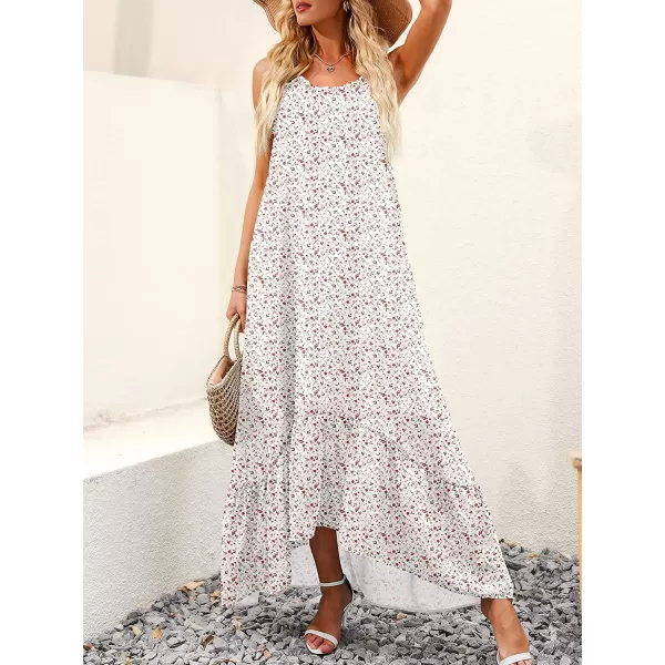 imageANRABESS Womens Summer High Low Ruffle Maxi Dress Spaghetti Strap Print Flowy Beach Long DressPrint Blush