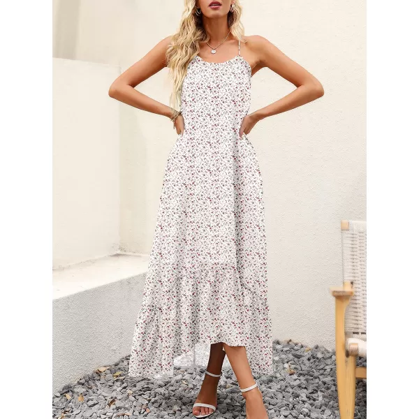 imageANRABESS Womens Summer High Low Ruffle Maxi Dress Spaghetti Strap Print Flowy Beach Long DressPrint Blush