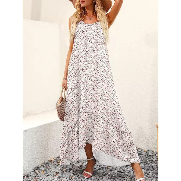 imageANRABESS Womens Summer High Low Ruffle Maxi Dress Spaghetti Strap Print Flowy Beach Long DressPrint Blush