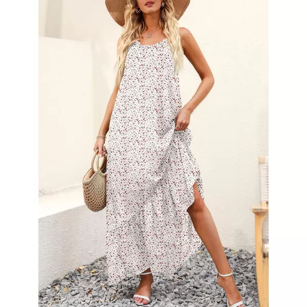 imageANRABESS Womens Summer High Low Ruffle Maxi Dress Spaghetti Strap Print Flowy Beach Long DressPrint Blush