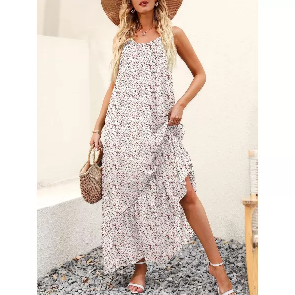imageANRABESS Womens Summer High Low Ruffle Maxi Dress Spaghetti Strap Print Flowy Beach Long DressPrint Blush