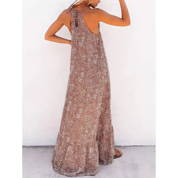 imageANRABESS Womens Summer High Low Ruffle Maxi Dress Spaghetti Strap Print Flowy Beach Long DressPrint Conch