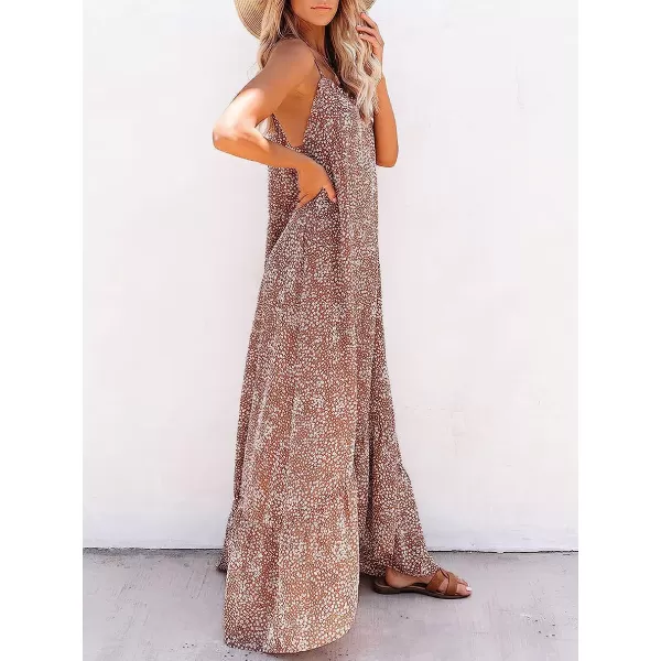imageANRABESS Womens Summer High Low Ruffle Maxi Dress Spaghetti Strap Print Flowy Beach Long DressPrint Conch
