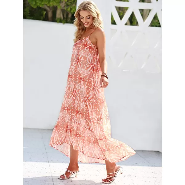 imageANRABESS Womens Summer High Low Ruffle Maxi Dress Spaghetti Strap Print Flowy Beach Long DressPrint Yellow