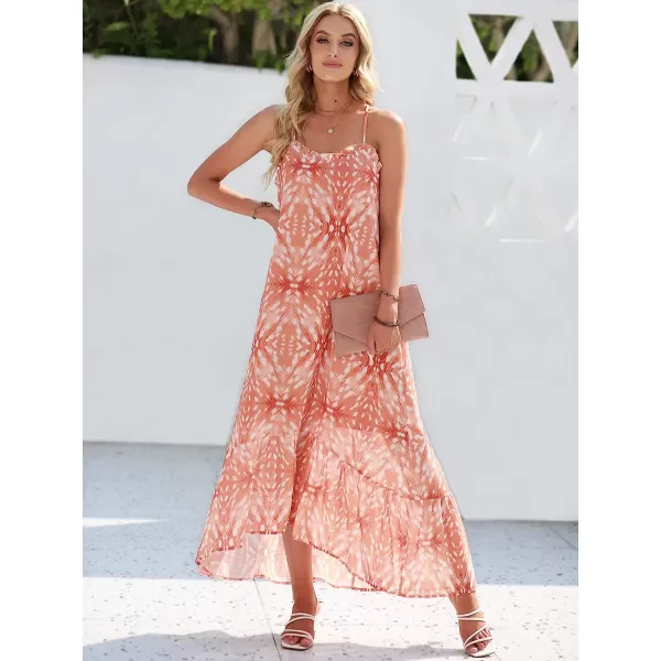 imageANRABESS Womens Summer High Low Ruffle Maxi Dress Spaghetti Strap Print Flowy Beach Long DressPrint Yellow