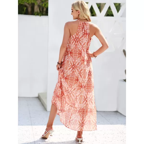 imageANRABESS Womens Summer High Low Ruffle Maxi Dress Spaghetti Strap Print Flowy Beach Long DressPrint Yellow
